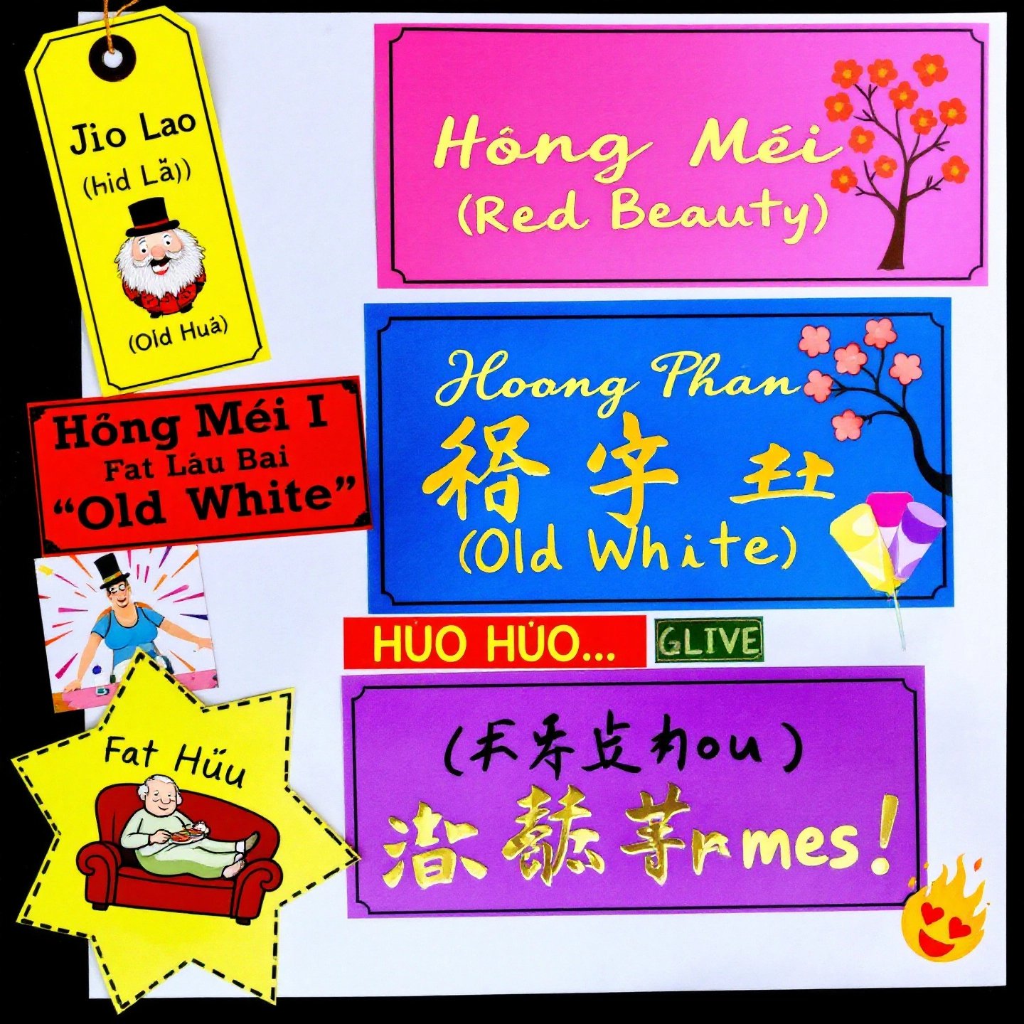 a collection of funny chinese names showcasing unique wordplay and humor