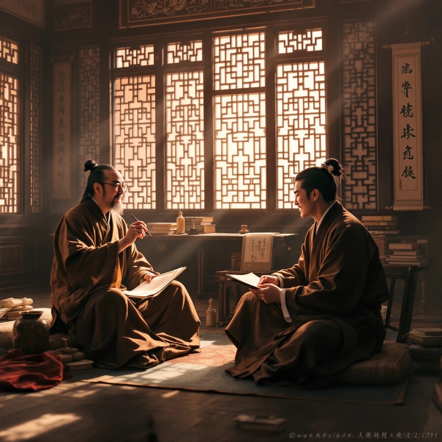 ancient scholars discussing the cultural roots of chinese names