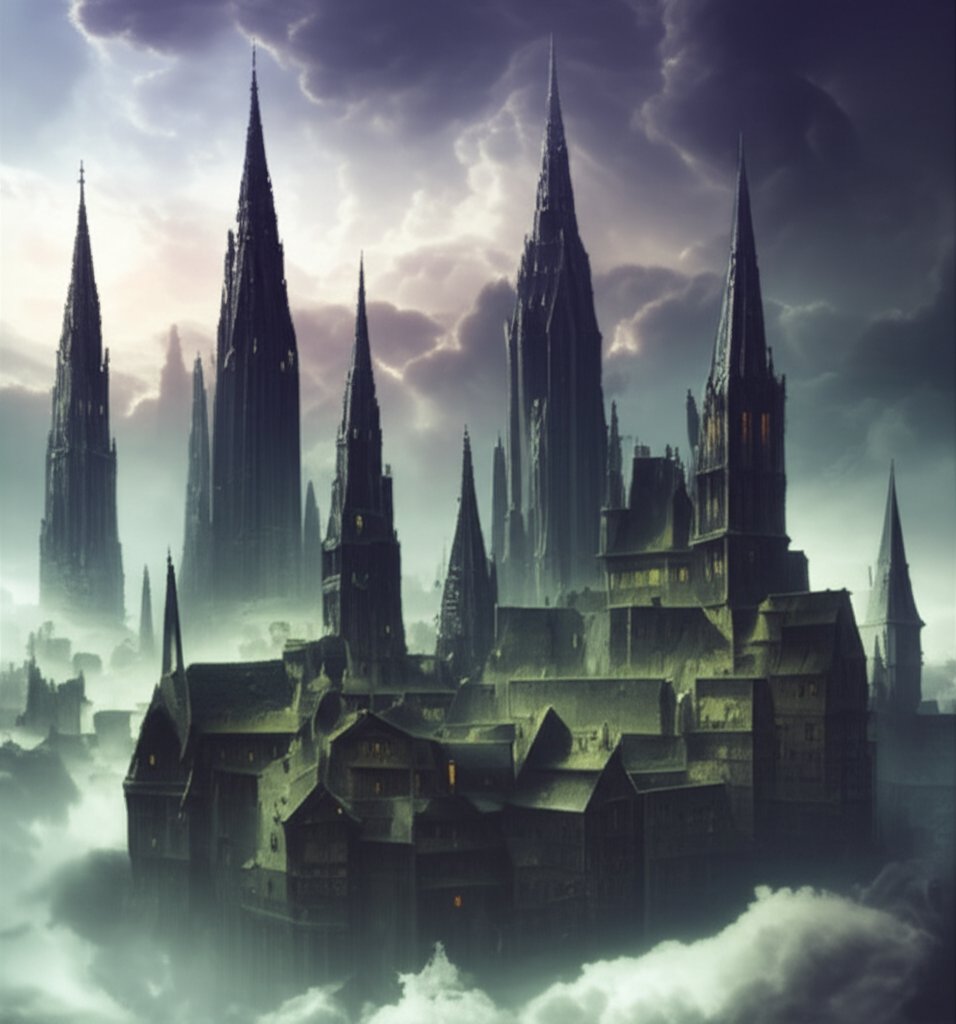 a dark medieval fantasy cityscape that sets the tone for immersive storytelling