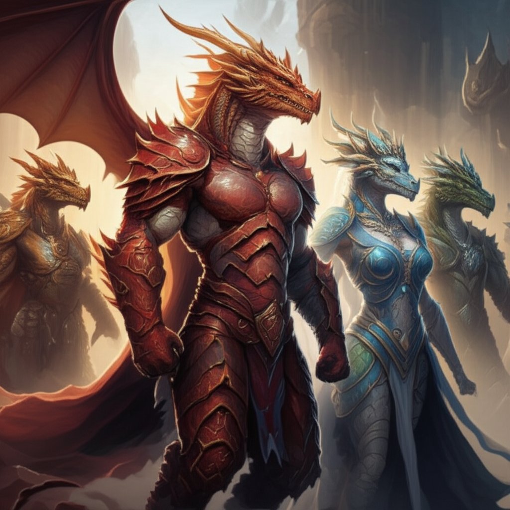 dragonborn characters representing diverse draconic ancestries