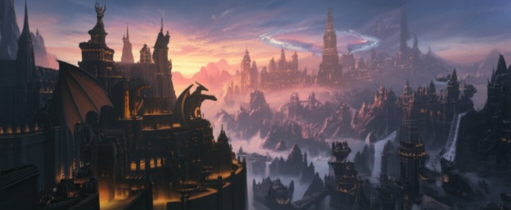 legendary dragonborn city with grand draconic architecture