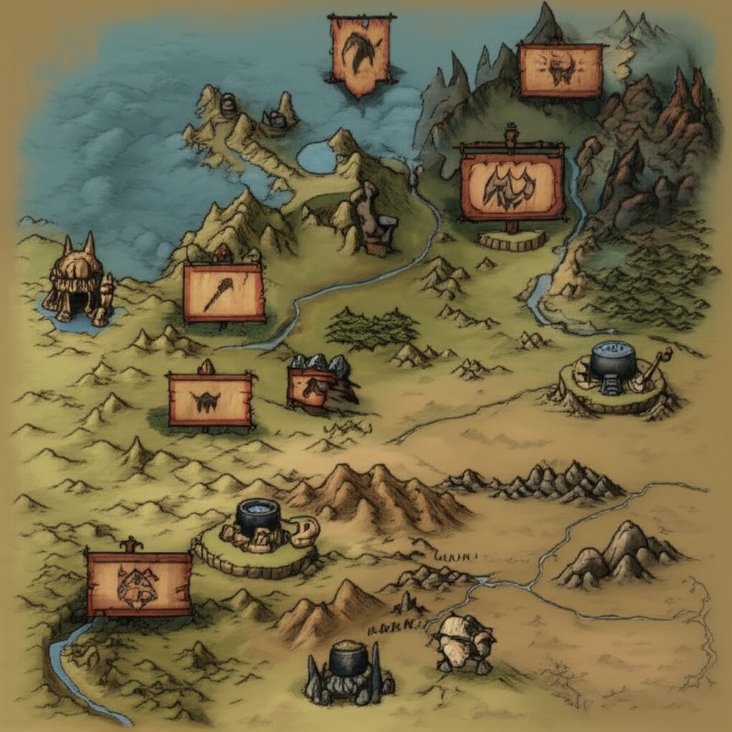 a fantasy map section displaying goblin clan territories and creative town names