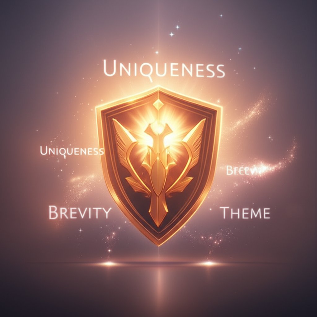a glowing guild emblem highlighting the qualities of a memorable name