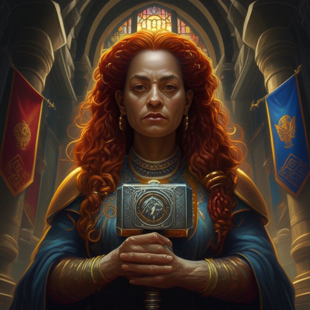 a powerful female dwarf leader embodying strength and heritage