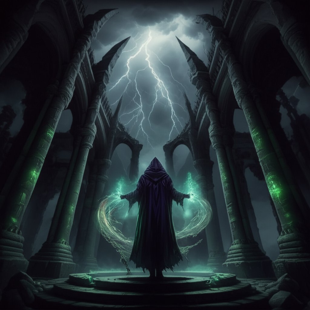 a sorcerer casts a spell in a game inspired fantasy world highlighting universe specific naming