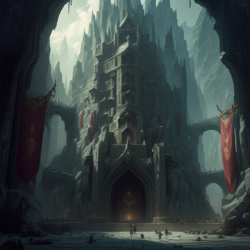 a sprawling dwarven city carved into the mountains symbolizing a rich cultural legacy