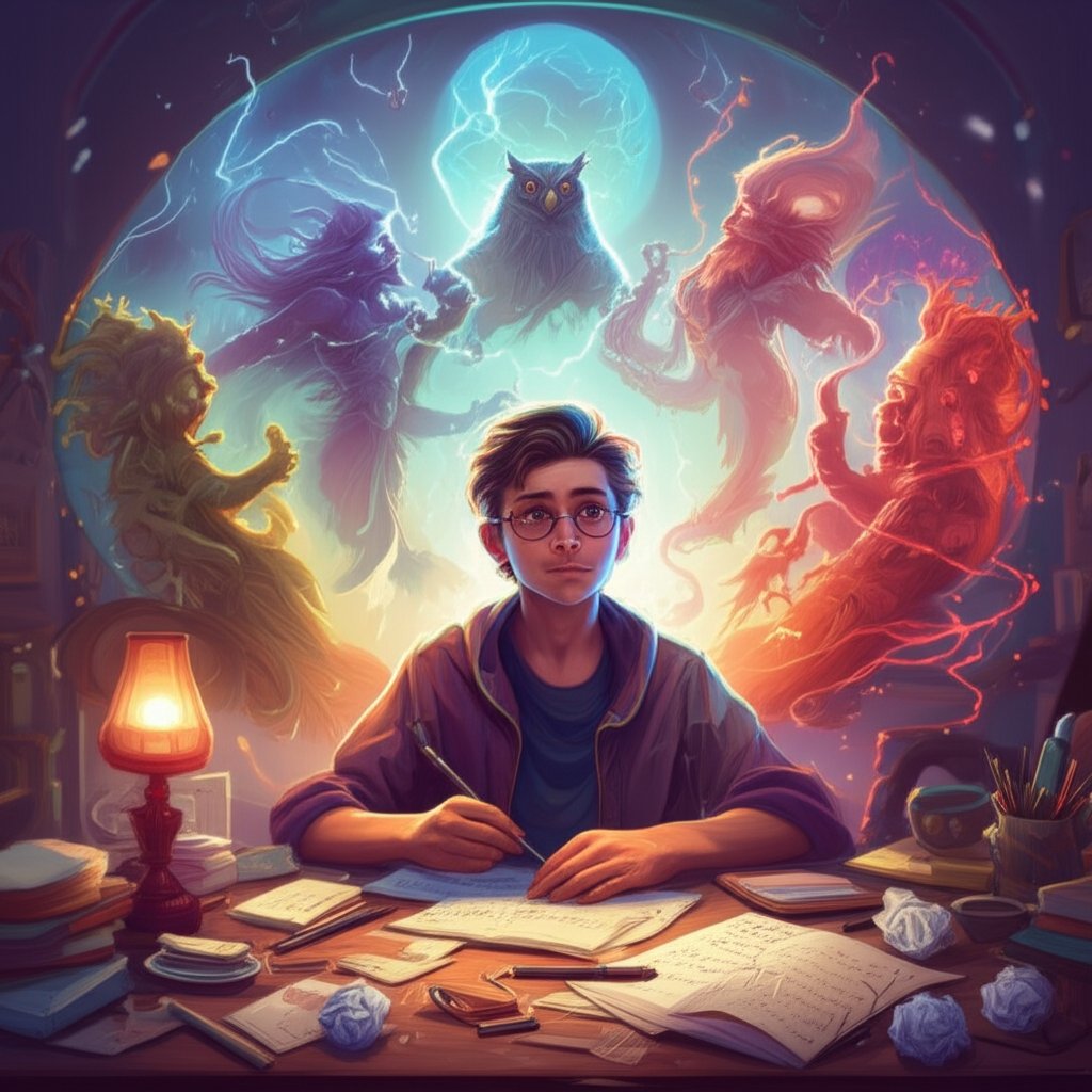 brainstorming unique fantasy deity names in a creative workspace