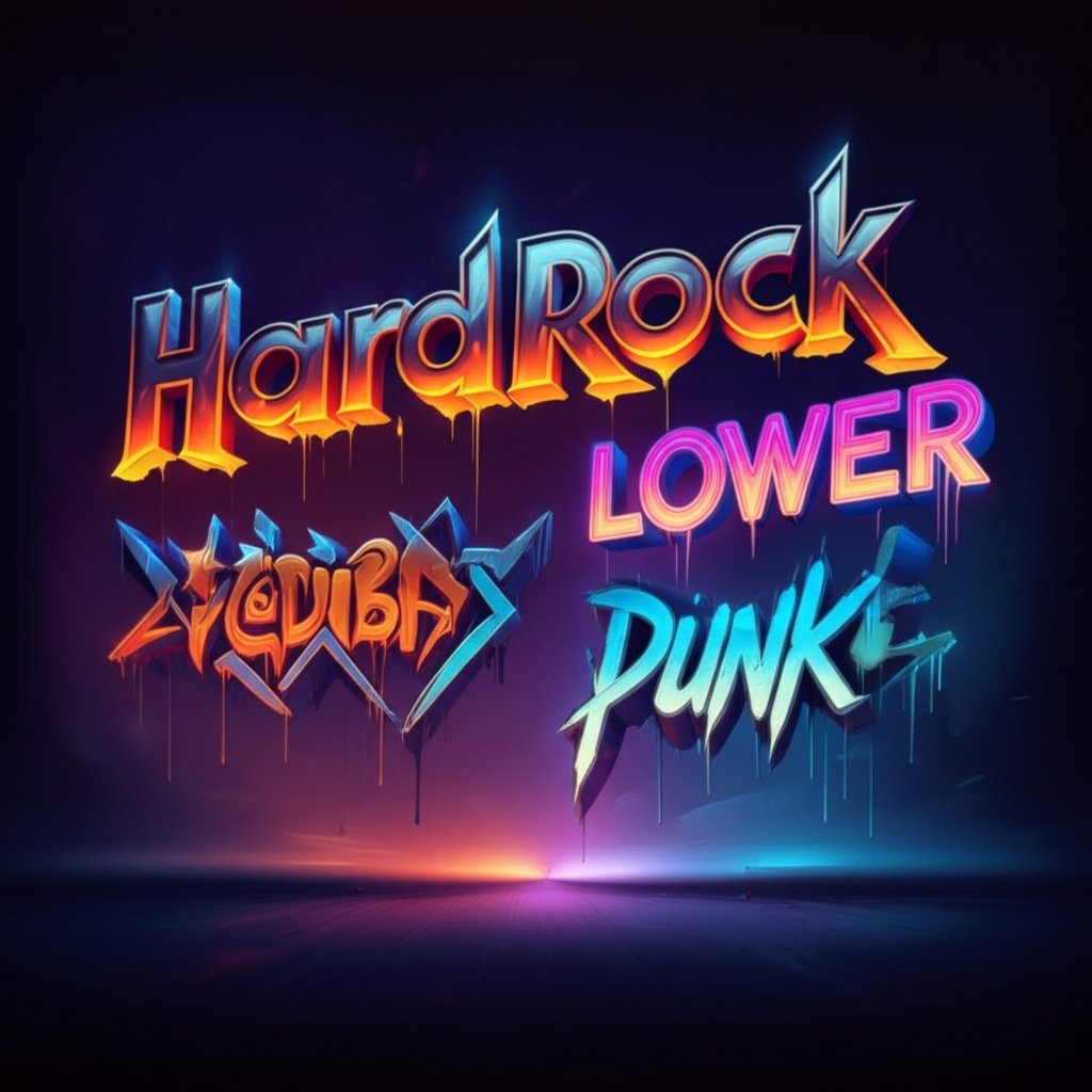 creative visualization of memorable band names representing different music genres