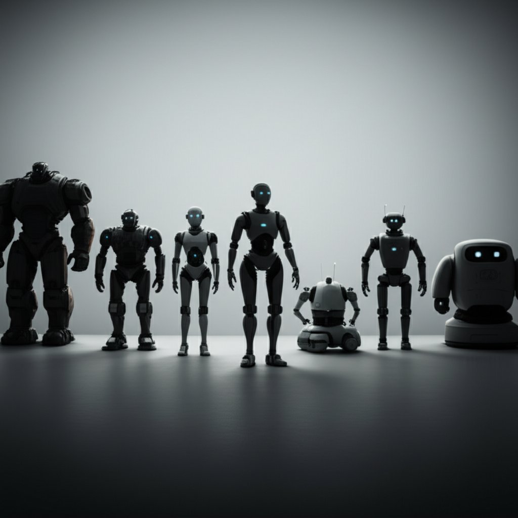 different robot personalities represented by unique silhouettes