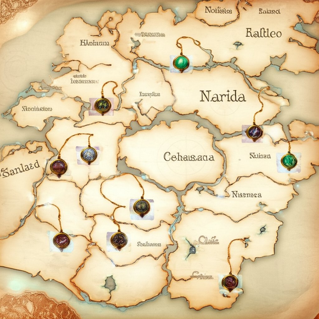 fantasy country names displayed with their hidden meanings on a mystical map