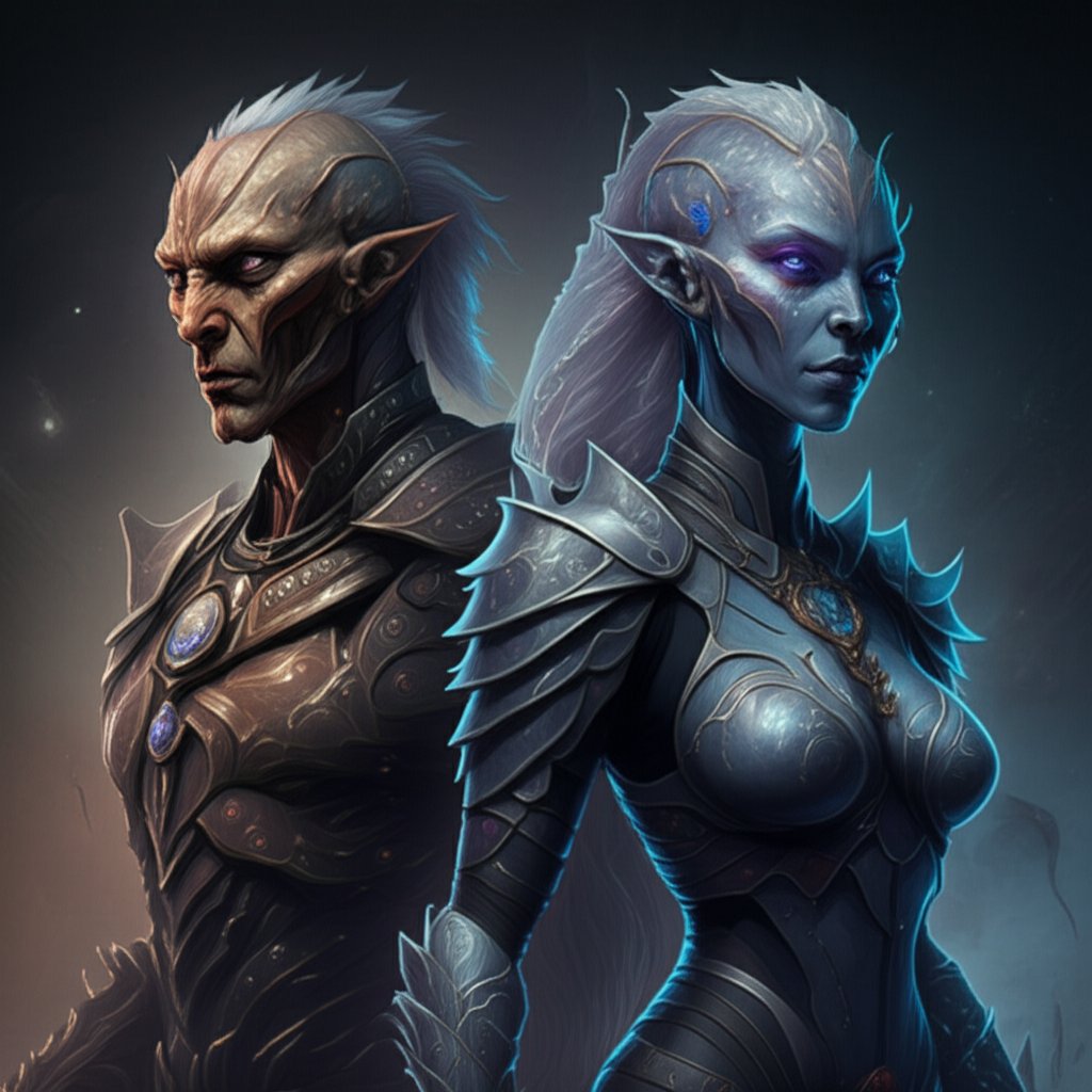 male and female githyanki characters with distinct name styles