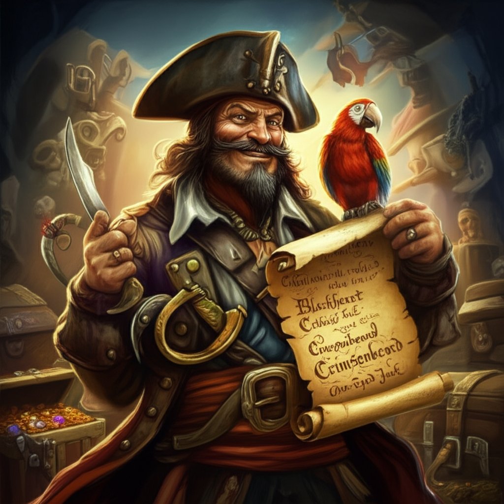 pirate choosing a legendary name from a scroll of options