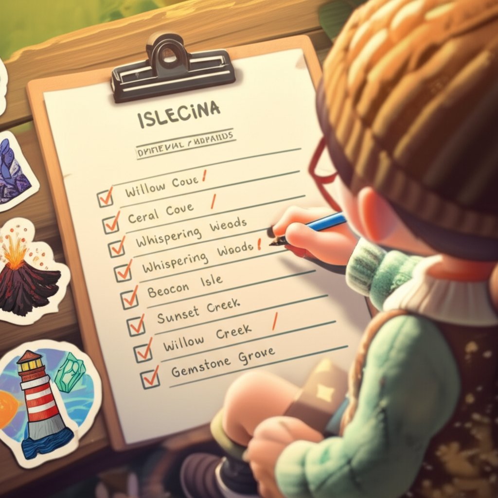 player checking a list of island names to find the perfect fit