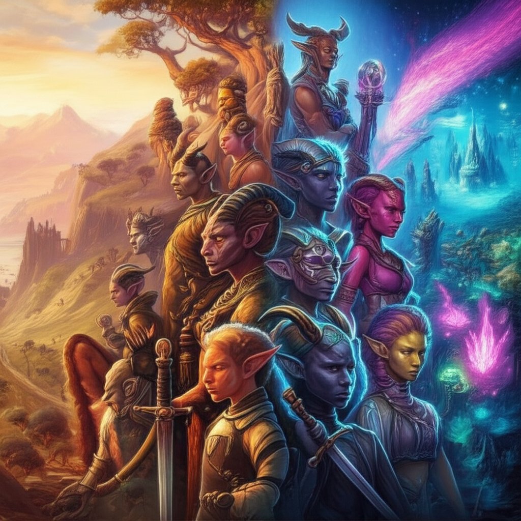tiefling adventurers navigating different rpg worlds each with unique naming traditions