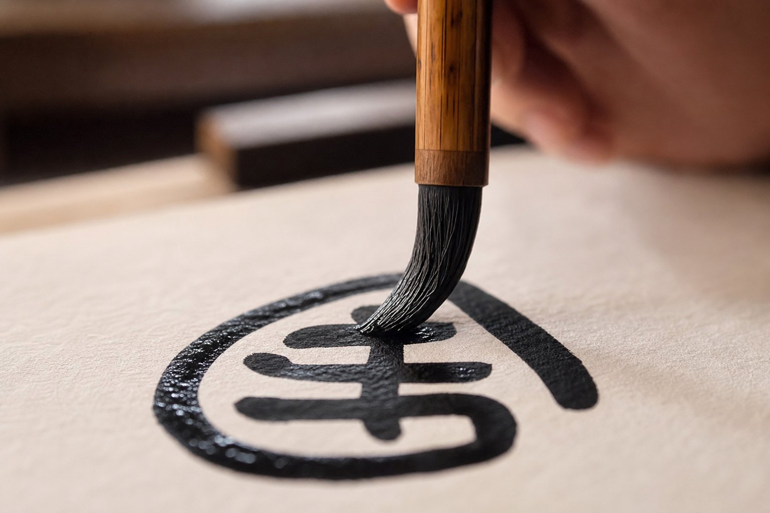 a calligrapher demonstrates the centered brush tip and even pressure essential to masterful seal script