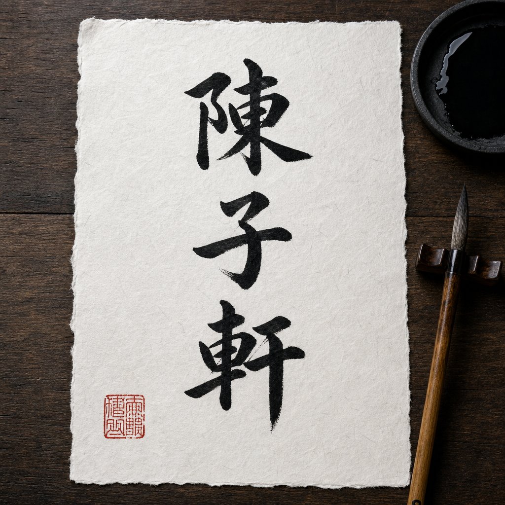 a completed chinese calligraphy name art piece with traditional red seal stamp for authenticity