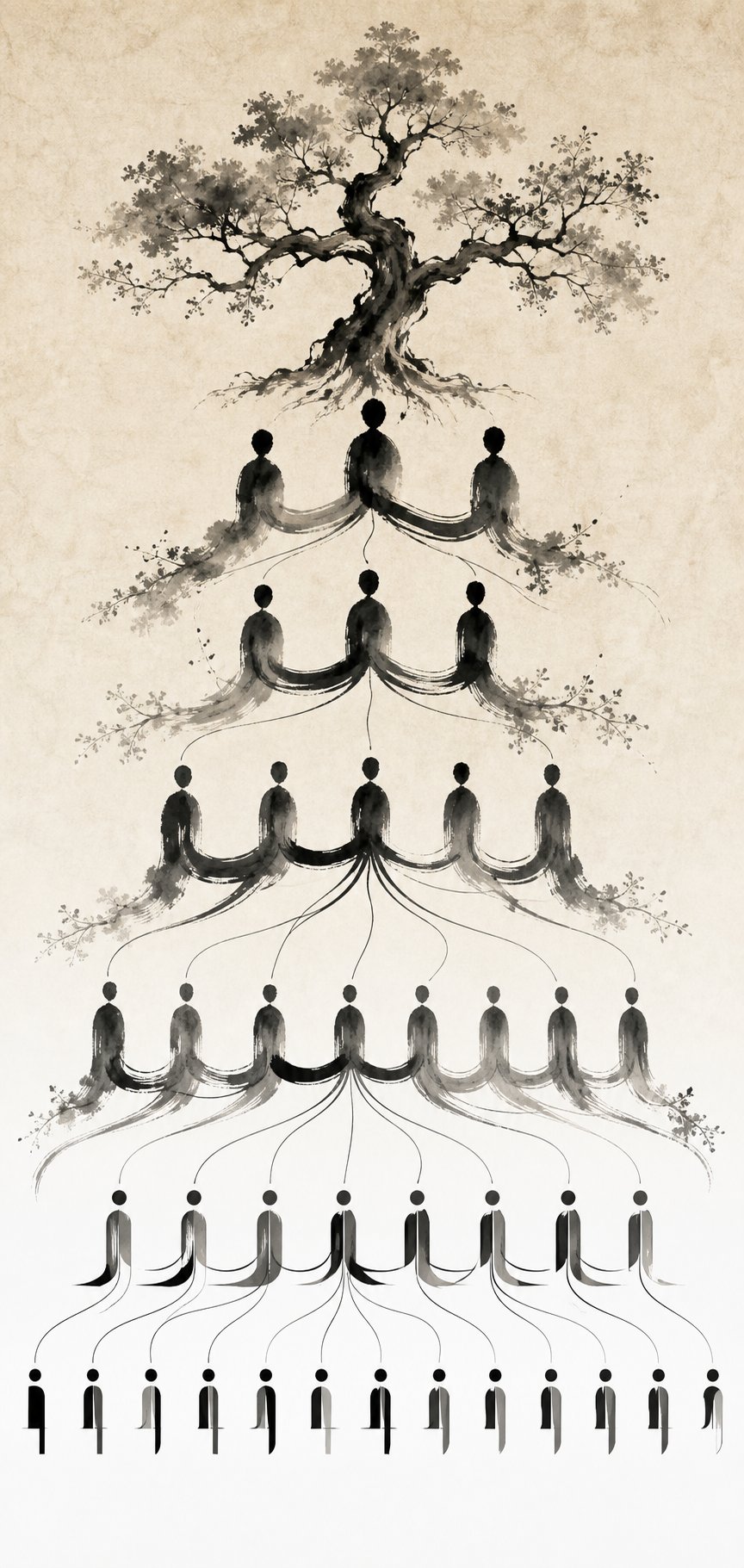a family tree blends traditional calligraphy with modern typography showing how generational naming connects past to present