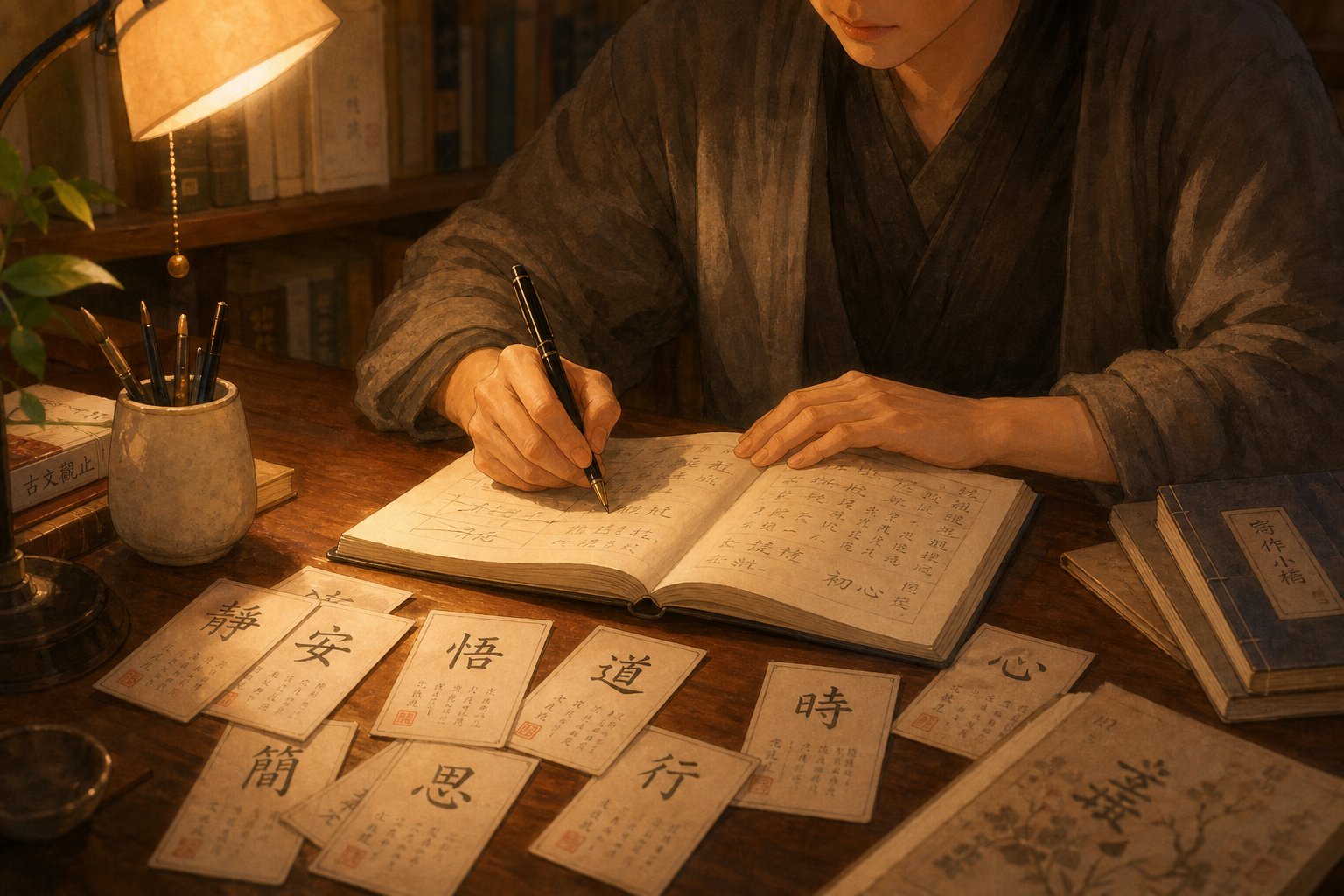 a guided questionnaire process connecting personal traits and values to meaningful chinese character selections