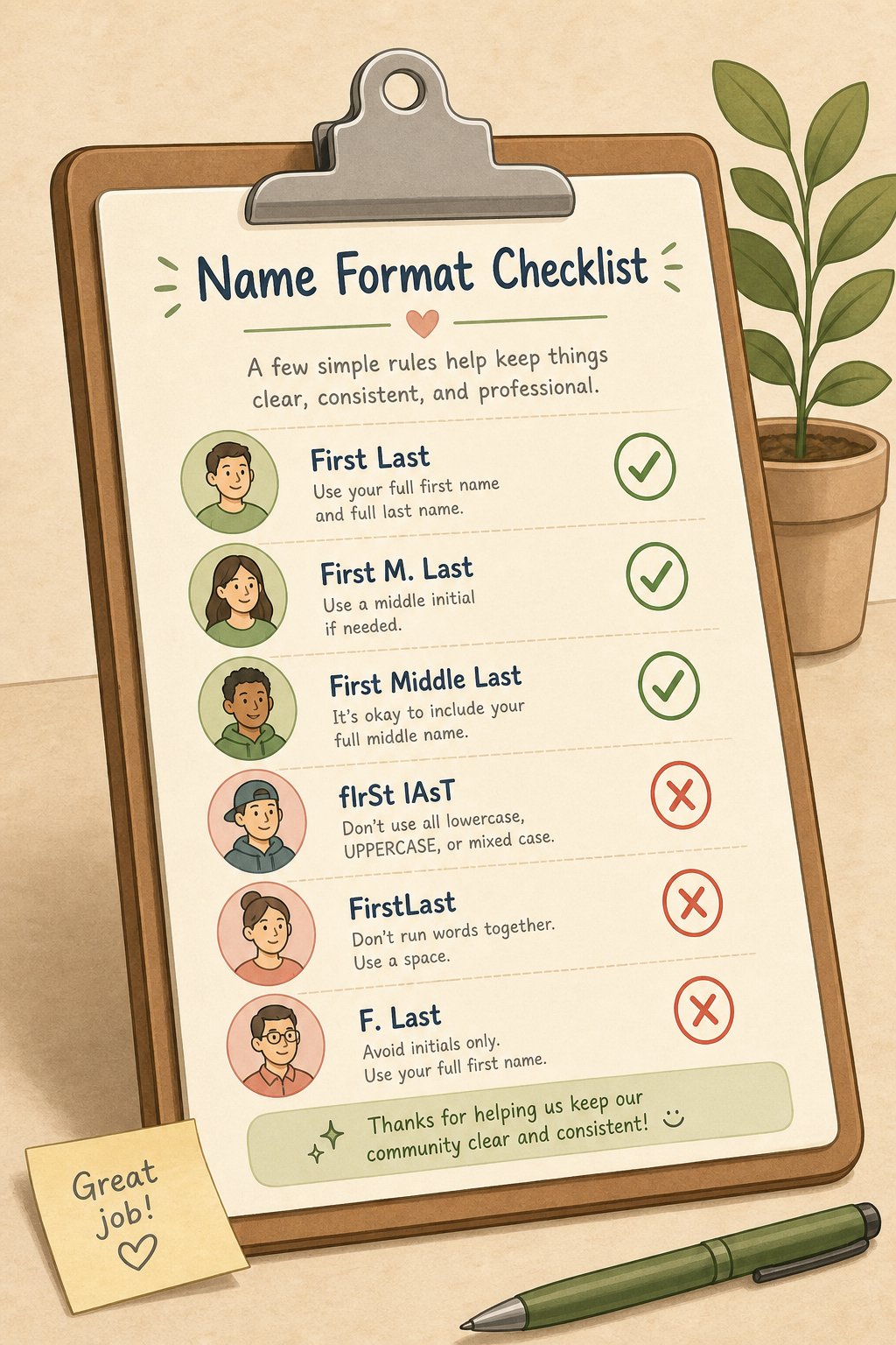 a quick reference checklist helps avoid common chinese name formatting mistakes