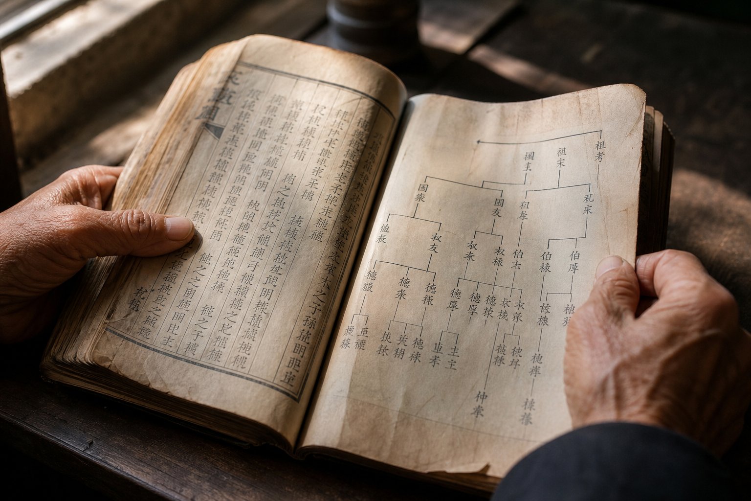 a zupu or clan genealogical book containing generational records that connect families to their ancestral origins