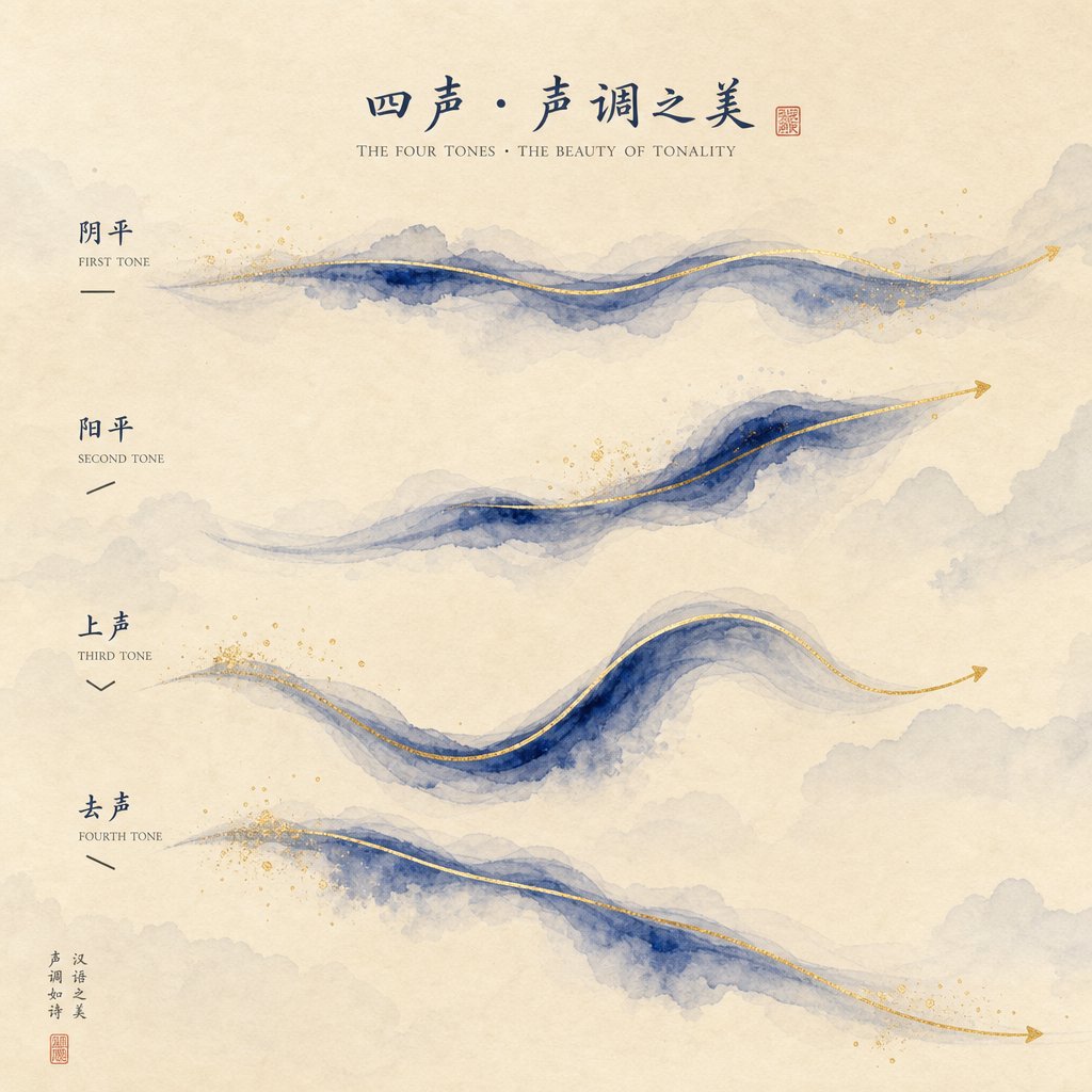 abstract representation of mandarin tonal patterns showing how pitch rises and falls create rhythm in chinese names
