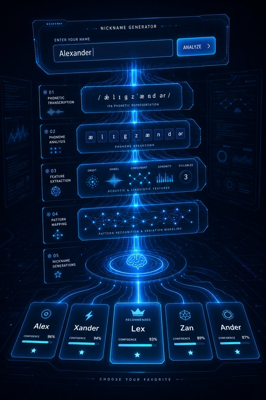 ai nickname generators analyze phonetic encoding string similarity and language patterns to suggest personalized results