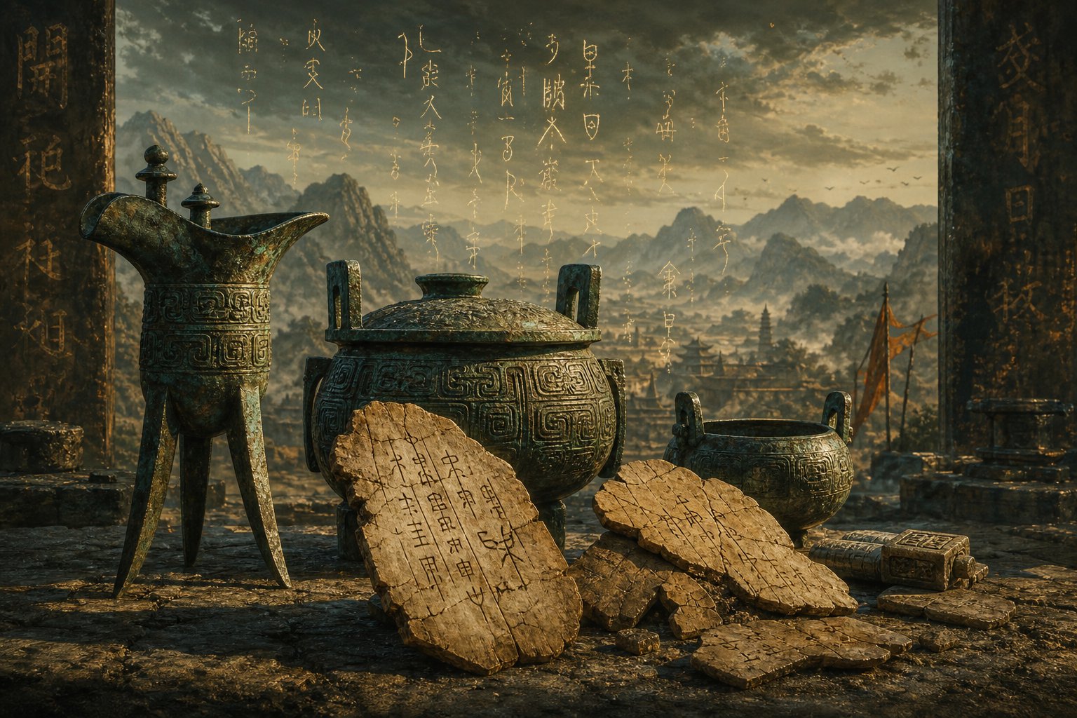 ancient chinese artifacts symbolizing the origins of surnames during the shang and zhou dynasties