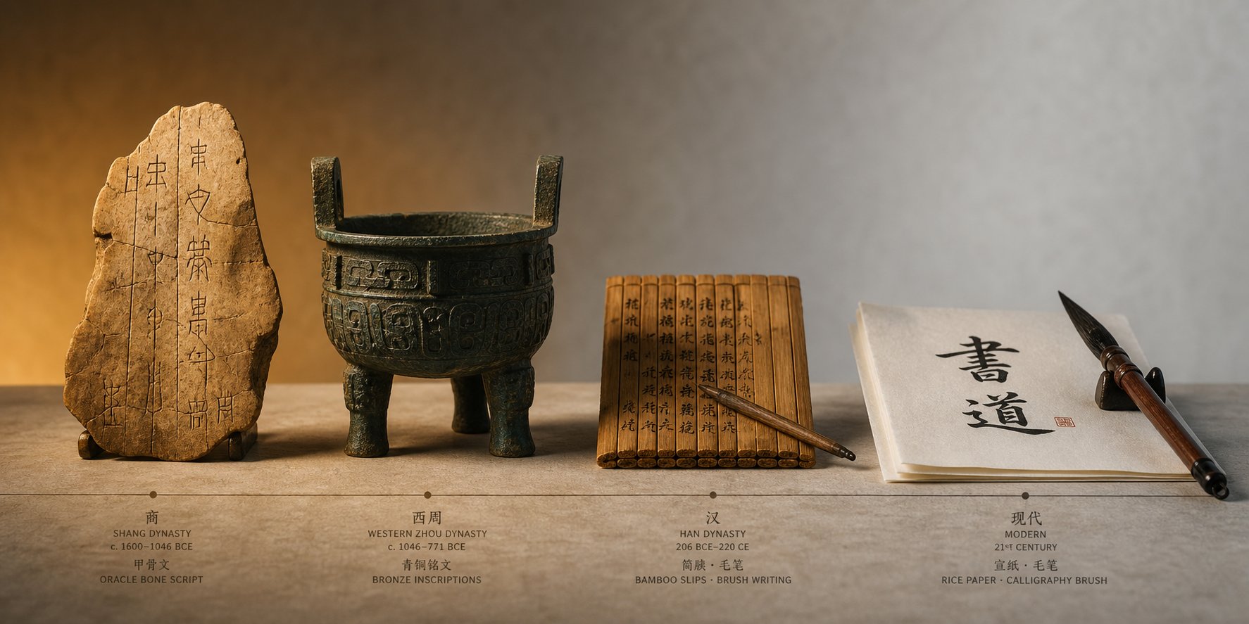 ancient chinese writing materials spanning three millennia of script evolution