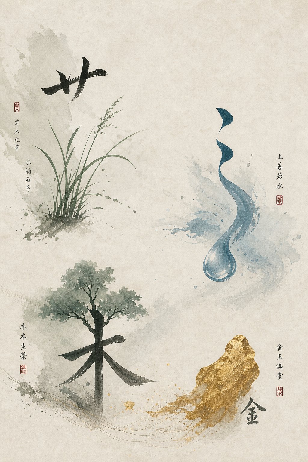 auspicious chinese radicals for sheep zodiac names representing grass water wood and metal elements