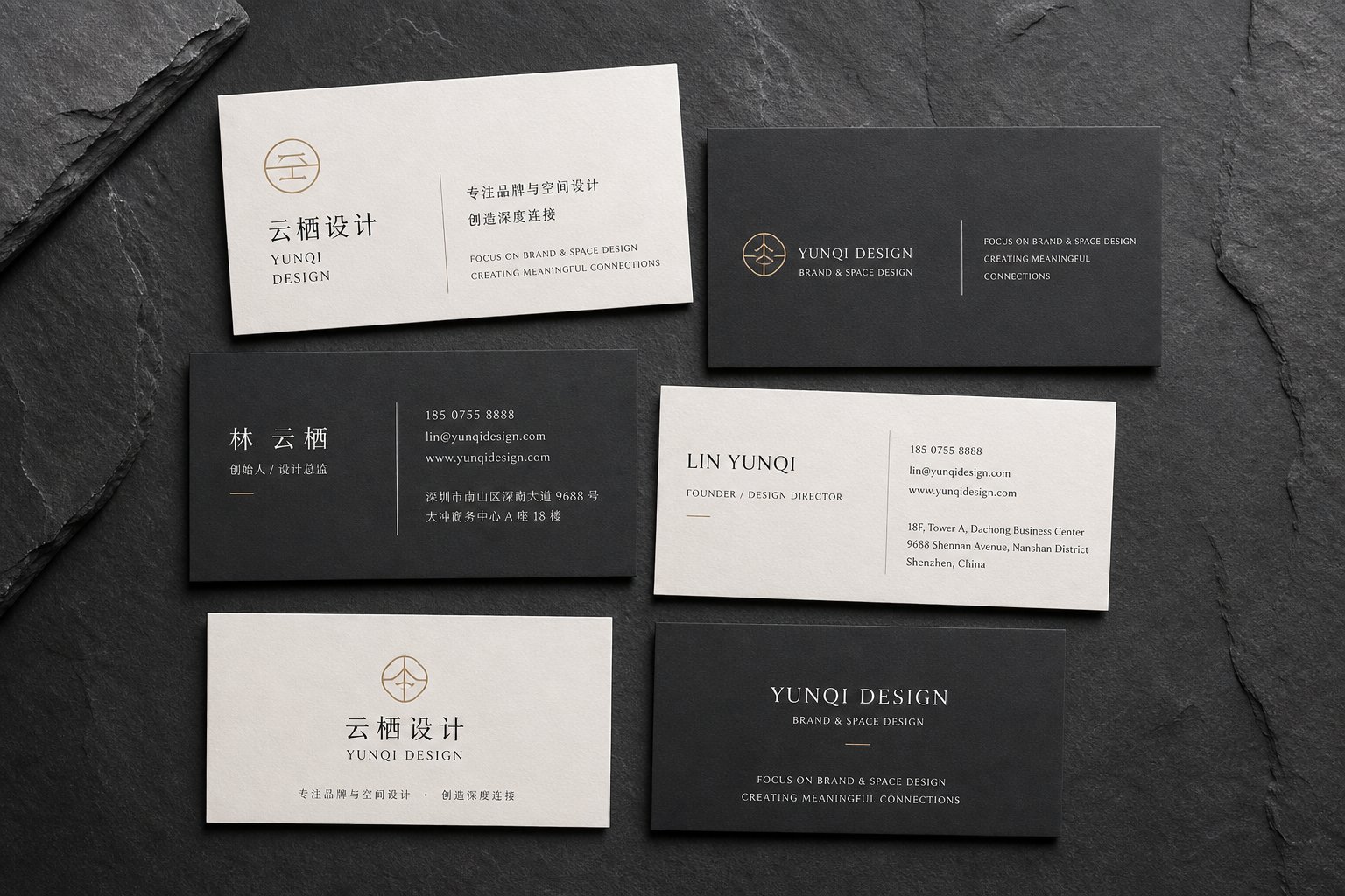 bilingual business cards showing chinese and english sides with professional layout design