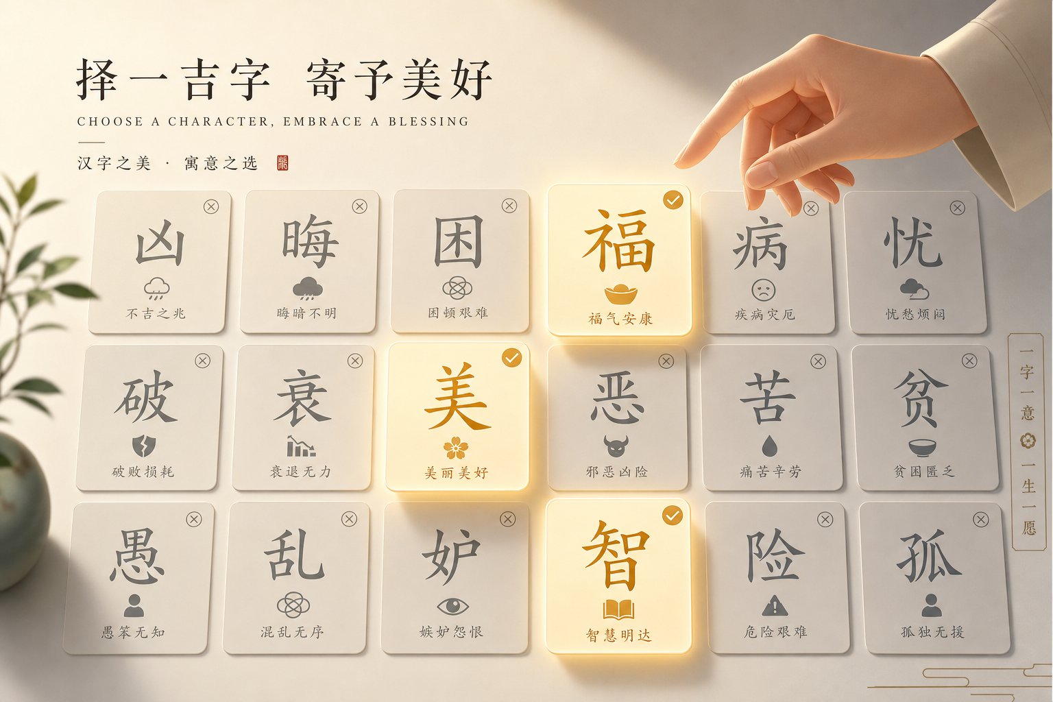 character selection balances sound accuracy with positive cultural meaning and visual harmony