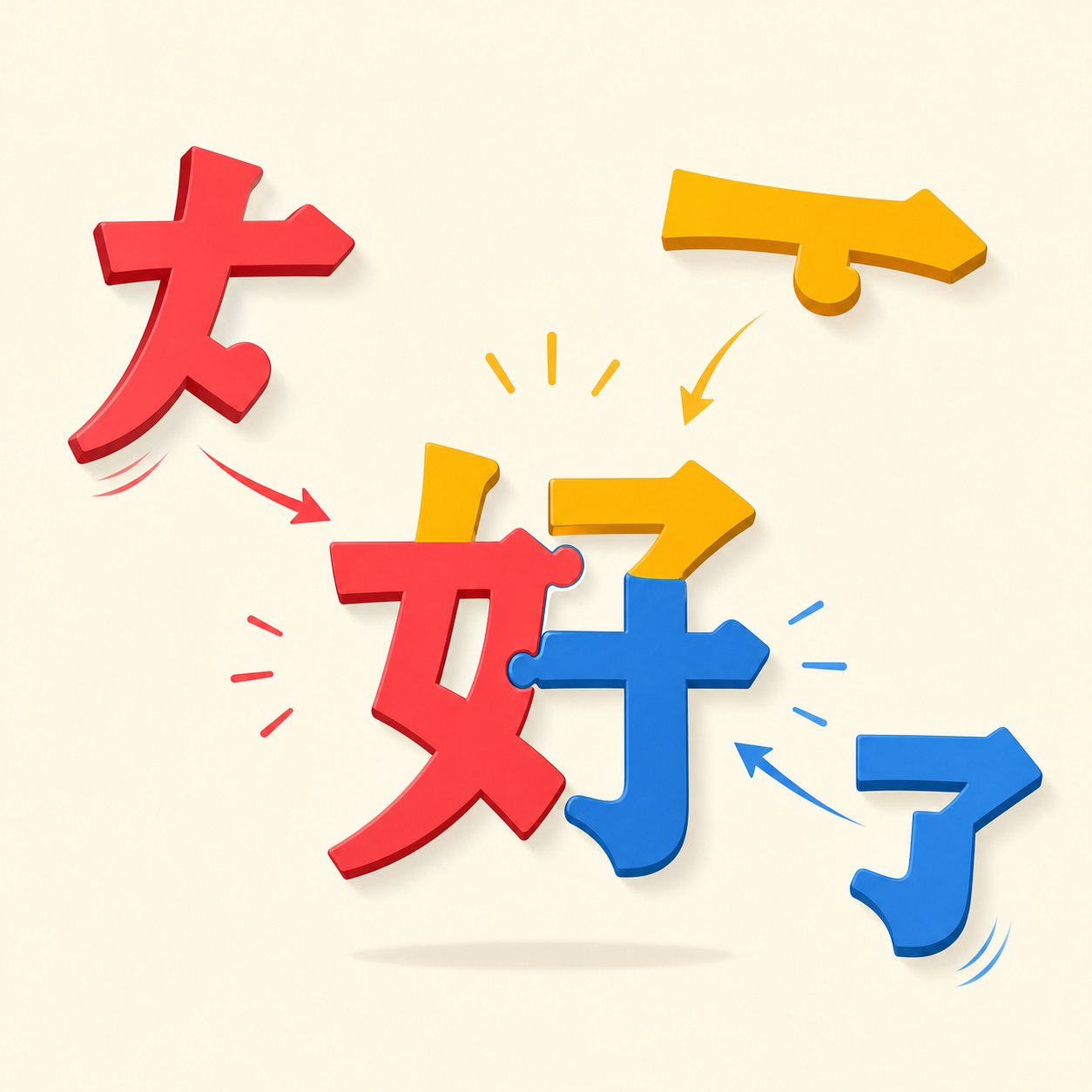 chinese characters are built from reusable radicals and components that snap together like modular building blocks
