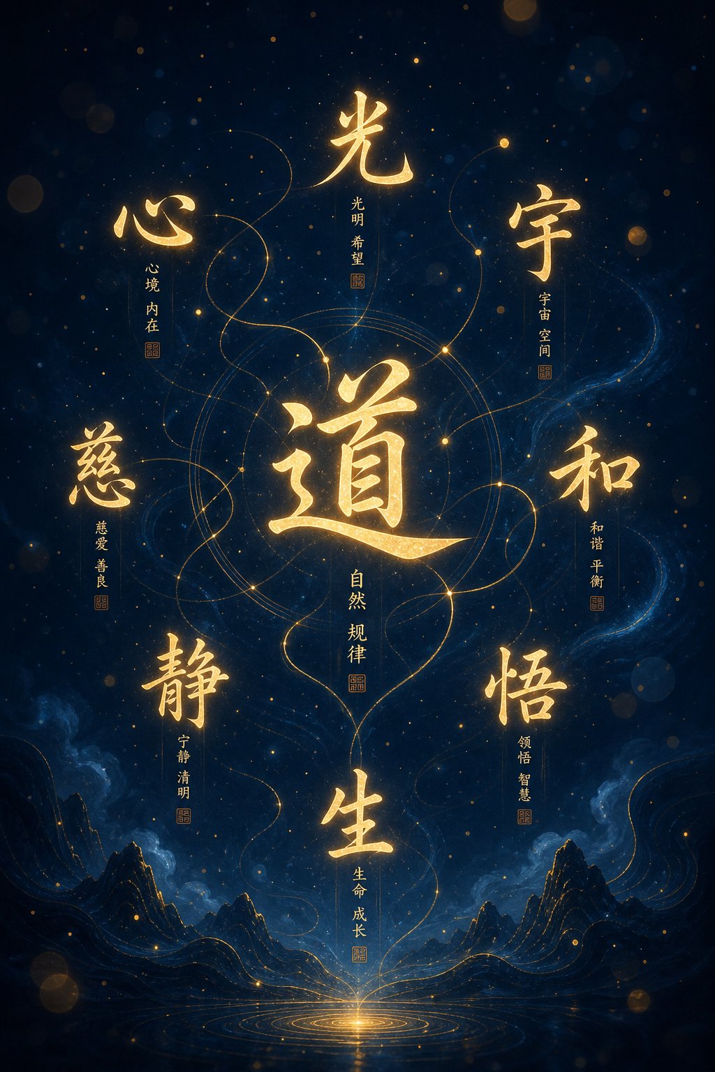 chinese characters glowing with layered meanings illustrating how individual symbols combine to create rich name significance