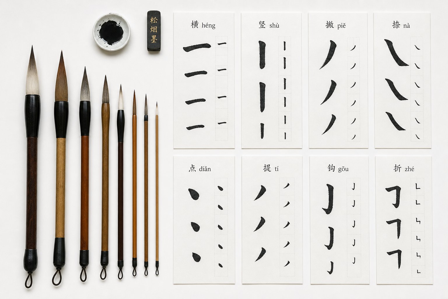 chinese radicals written in various positional forms showing how components transform within characters