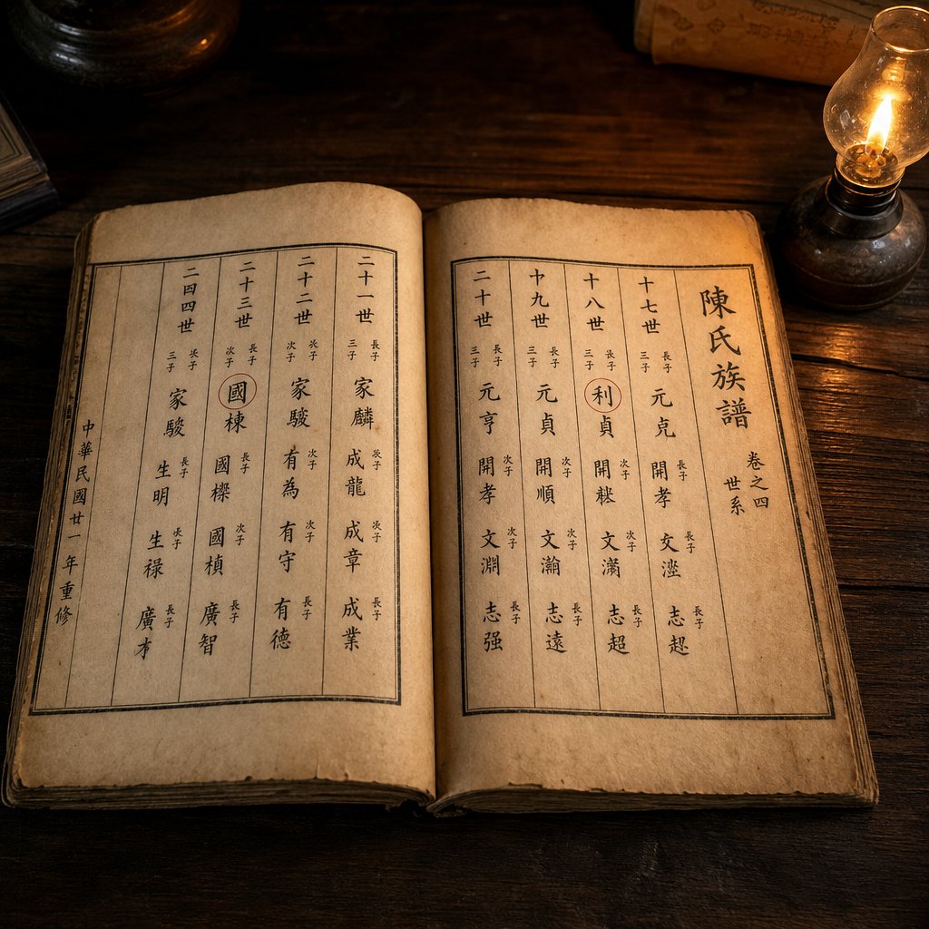 clan genealogy books preserved generational naming poems that determined name characters centuries in advance