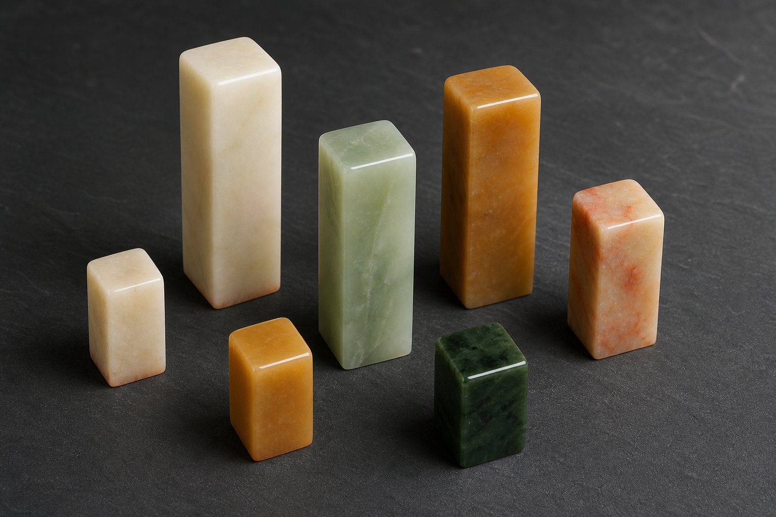 common seal stone materials including soapstone qingtian balin and jade in various natural colors
