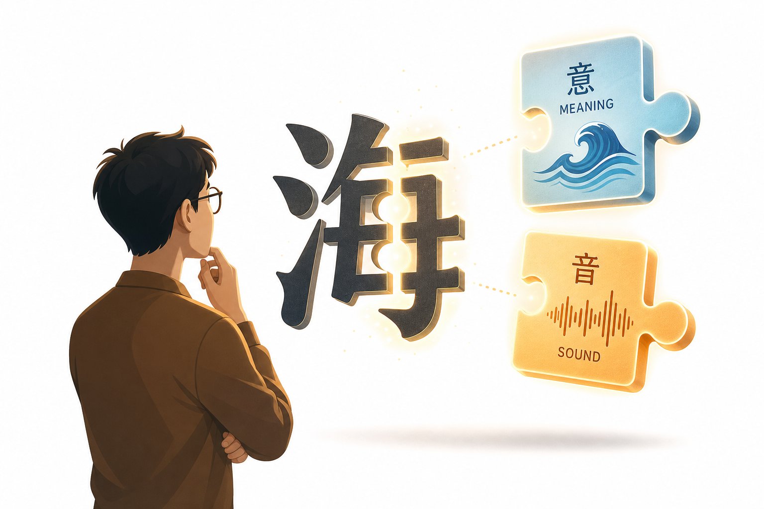 decoding an unfamiliar chinese character by separating its radical and phonetic components