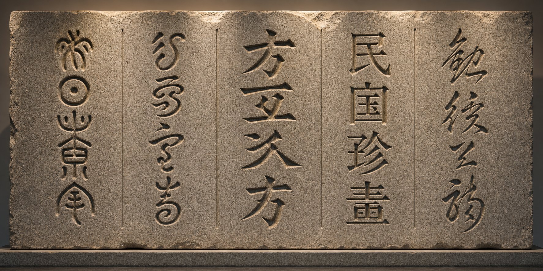 different chinese script styles ranging from ancient seal script to modern regular script used in chop design