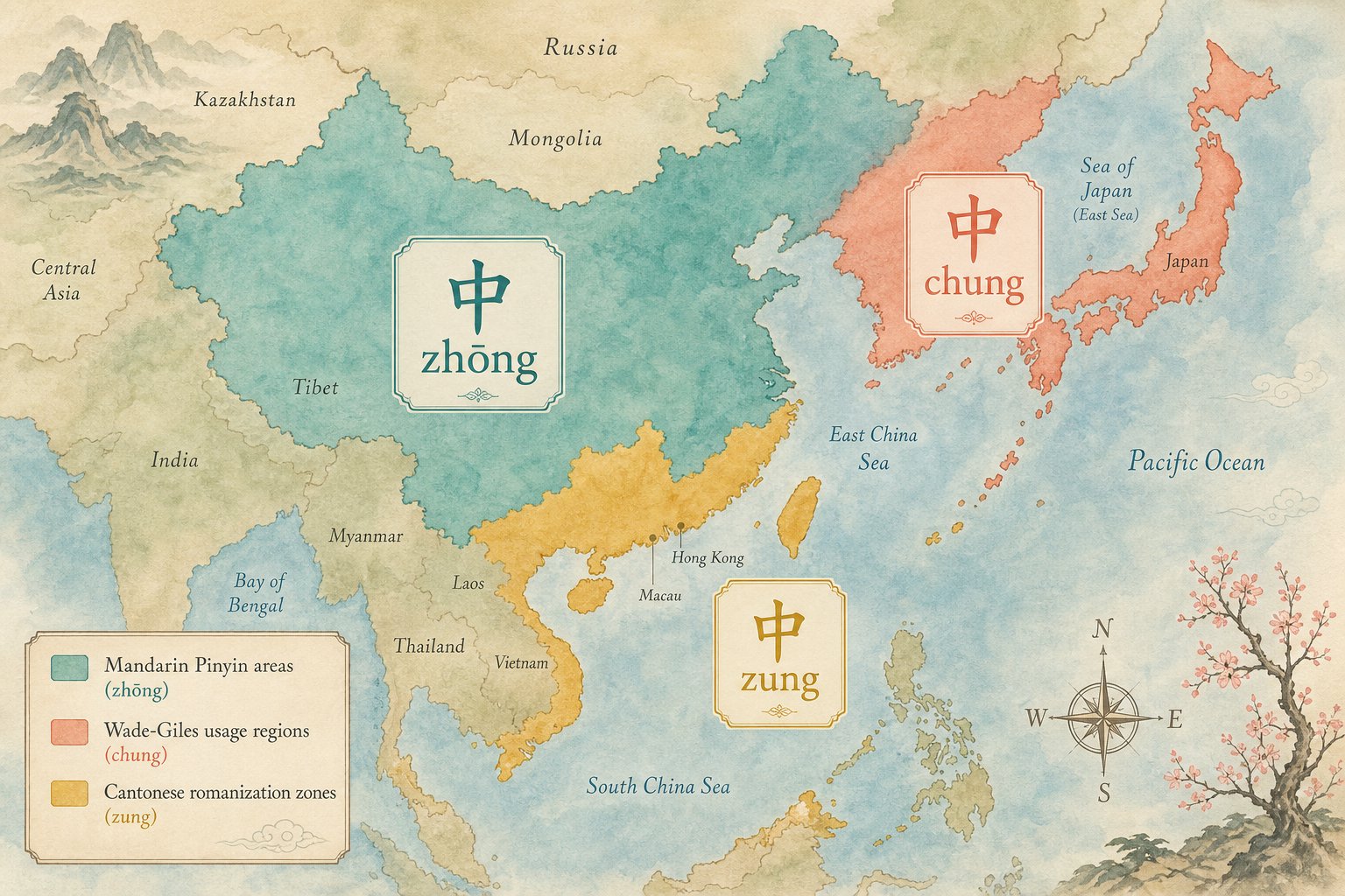 different romanization systems across regions produce varied english spellings for the same chinese characters