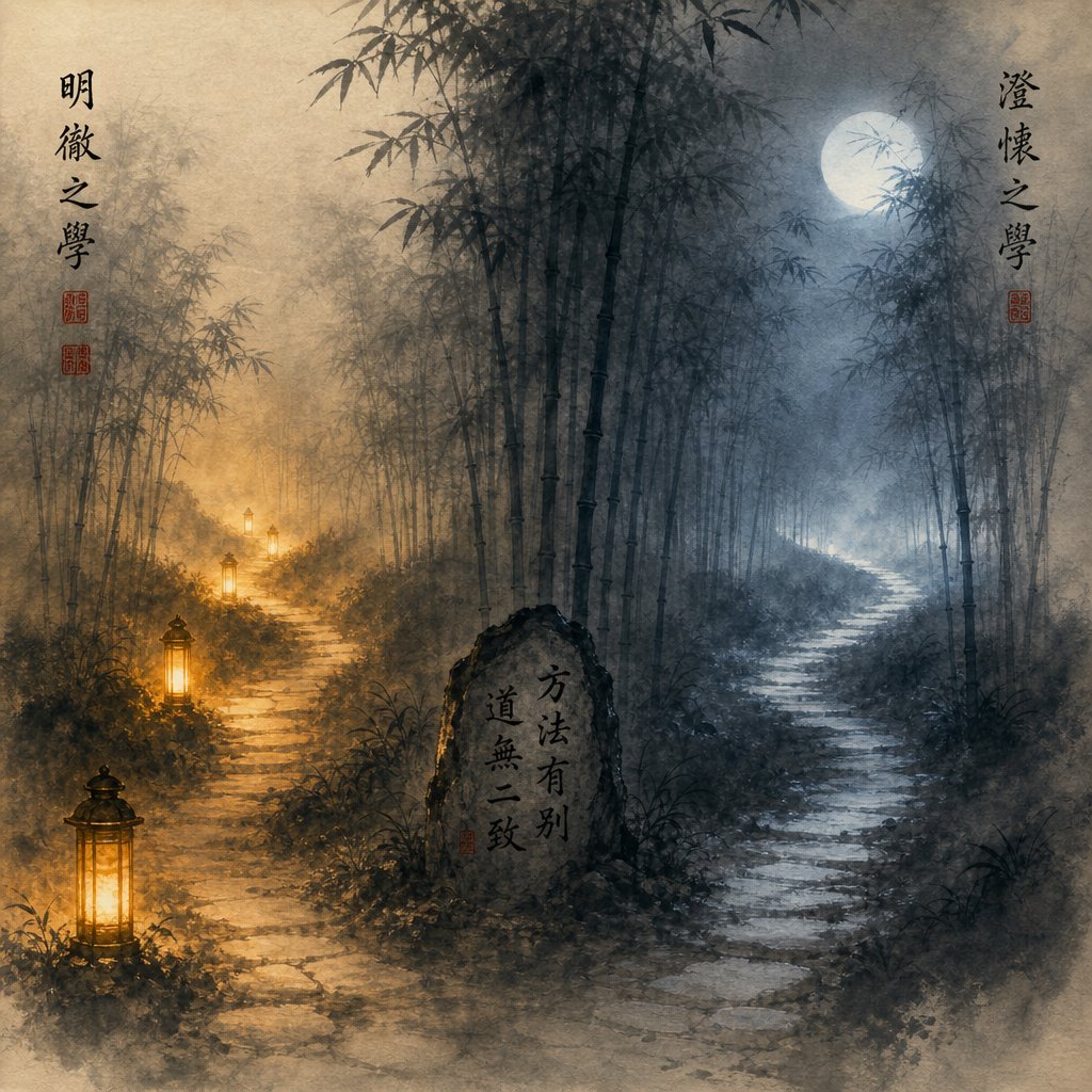 diverging paths representing different schools of thought in chinese name stroke analysis