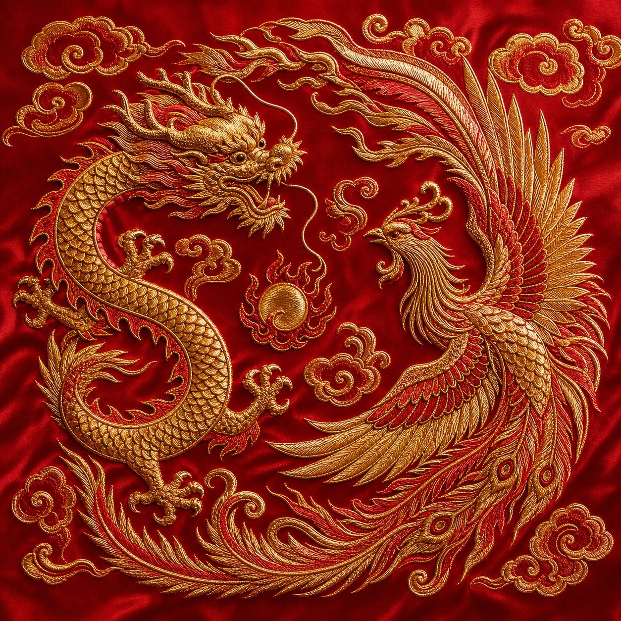 dragon and phoenix in traditional chinese wedding motif representing yin yang harmony