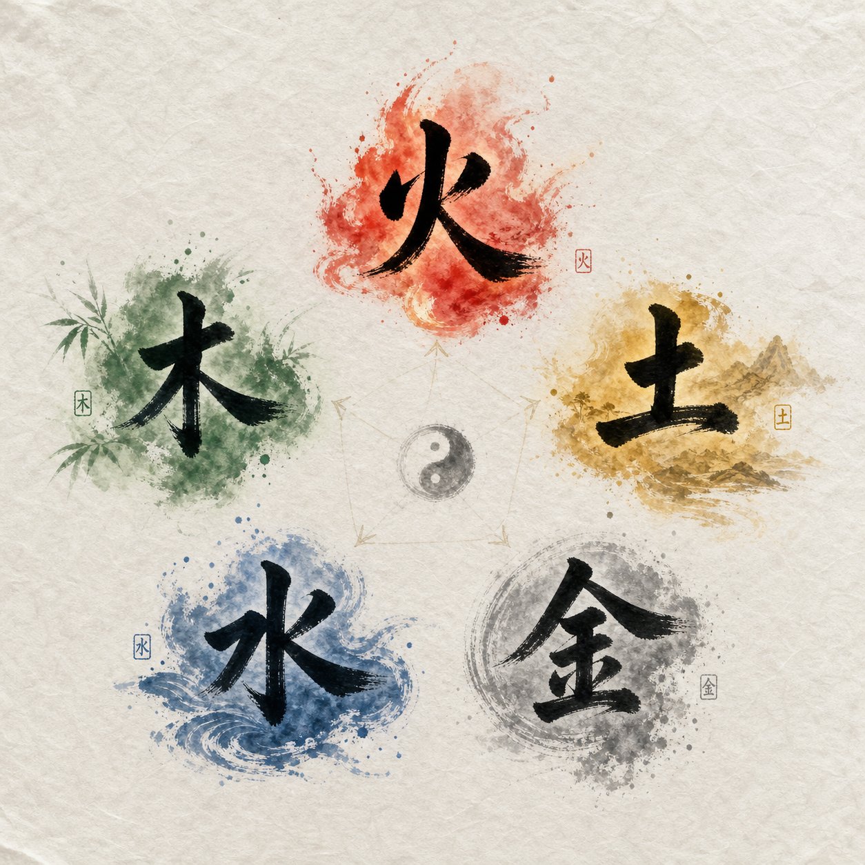 each of the five elements connects to specific chinese character radicals used in bazi informed name selection