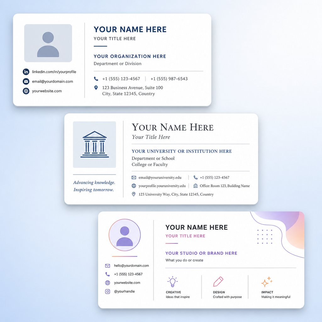 email signature templates for corporate academic and freelance professionals using pinyin name formats