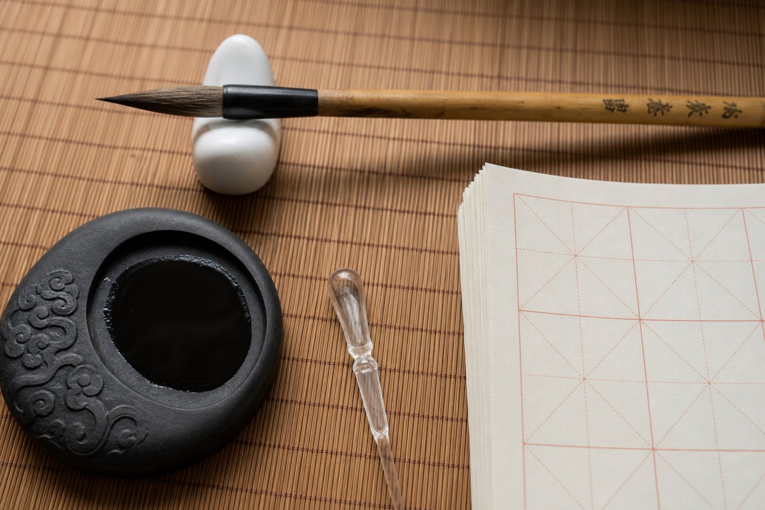 essential running script practice materials including brush ink stone and semi absorbent paper
