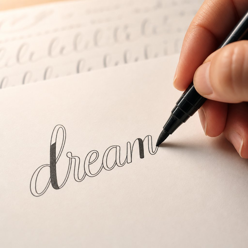 faux calligraphy technique using a felt tip pen to simulate thick thin contrast by manually thickening downstrokes