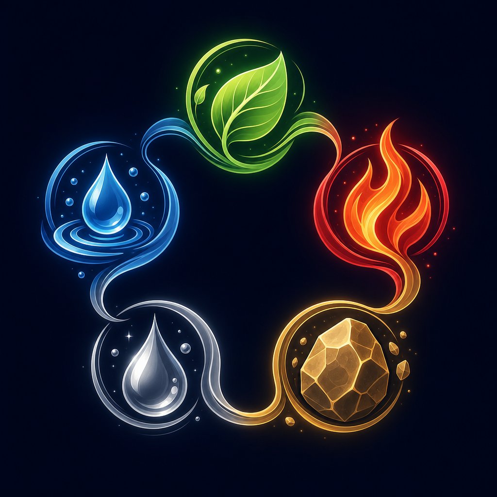 five elements cycle showing the productive relationships between wood fire earth metal and water