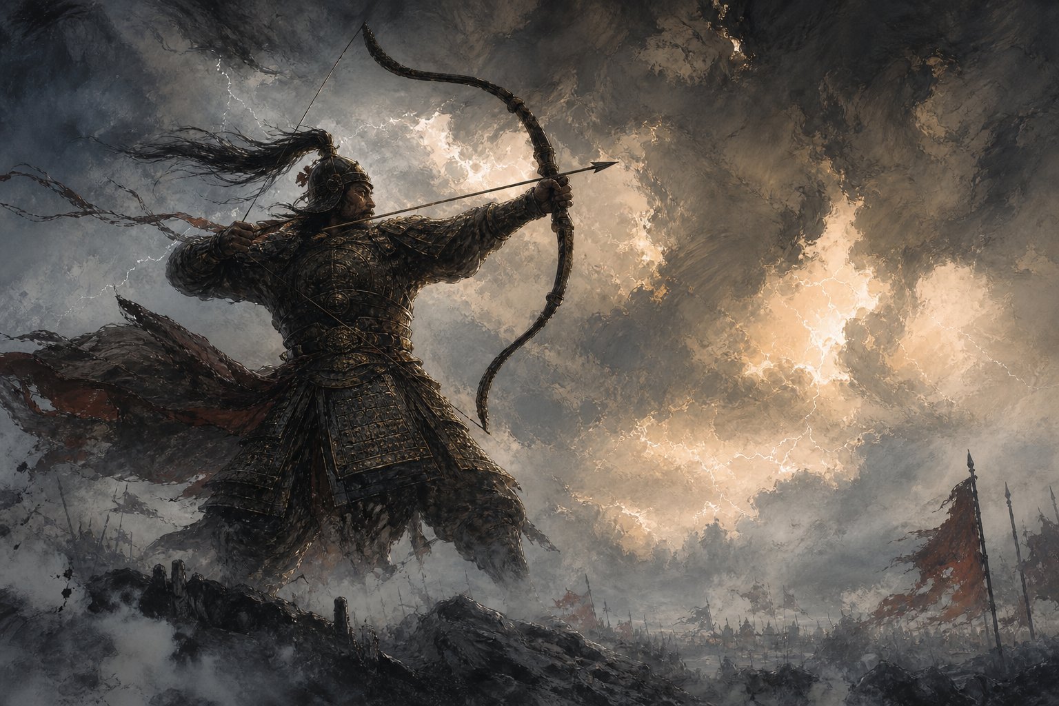 legendary archer hui drawing the first bow the mythical origin of the zhang surname in ancient china