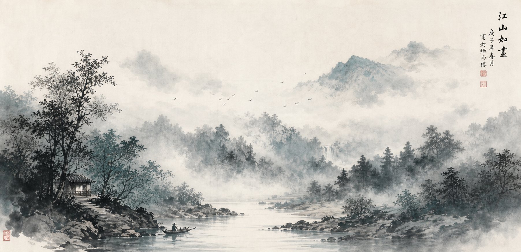 misty landscape evoking the nature imagery found in gender neutral chinese names like cloud forest and stream