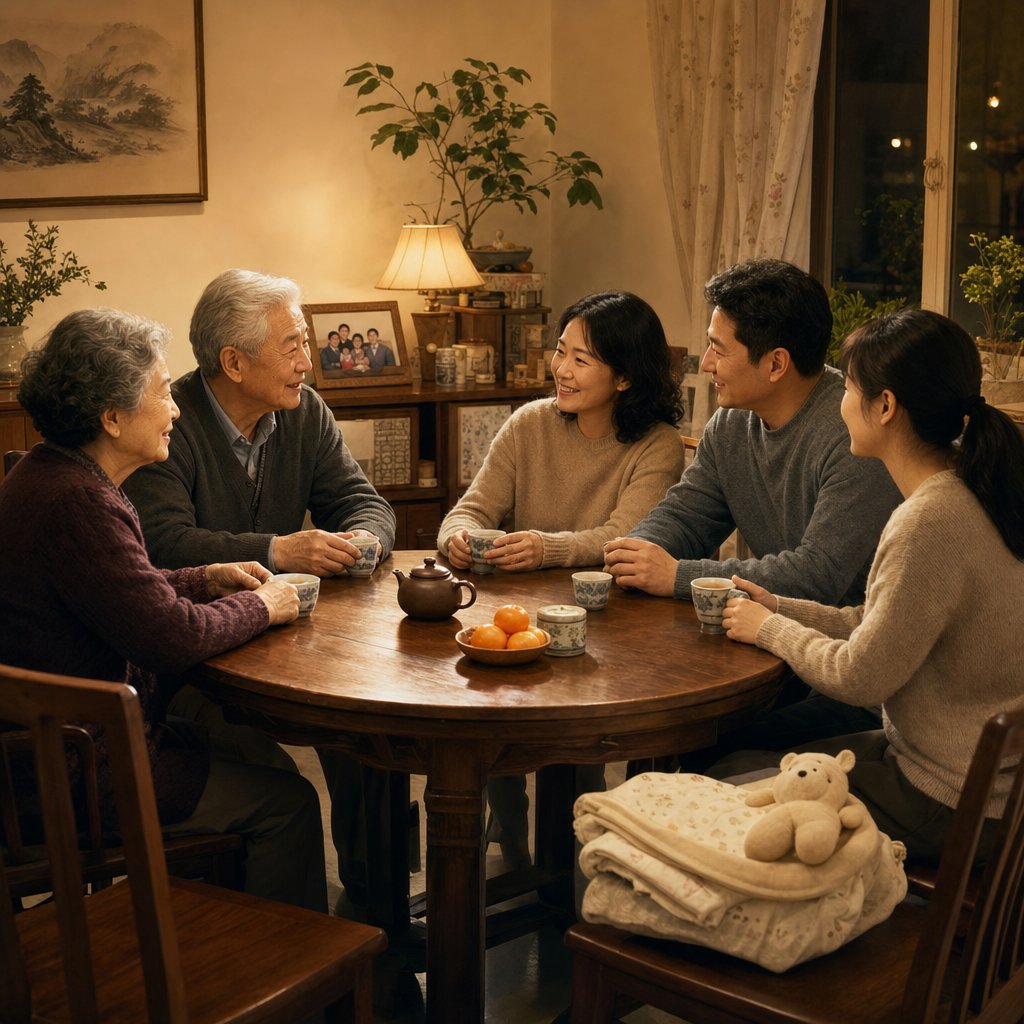 multigenerational family discussion reflecting the collaborative nature of chinese baby naming