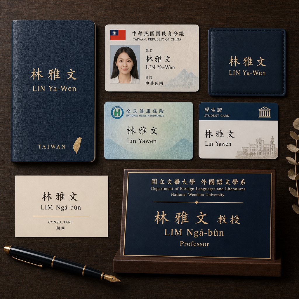 multiple romanized spellings of the same taiwanese name across different official documents